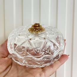 Vintage Crystal Glass Small Vase Trinket Jewelry Box Made in Italy