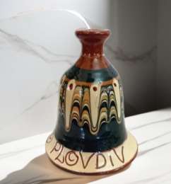 Vantage Beautiful,Traditional Handmade Pottery Bell, Wavy Colors,Elegant 9 cm h