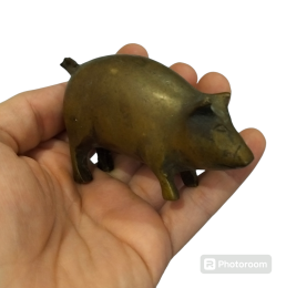 Vintage Cute Miniature Brass Decorative Pig  Figurine Statue