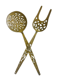 Vintage large brass pendant and a solid fork Italian decoration luxury