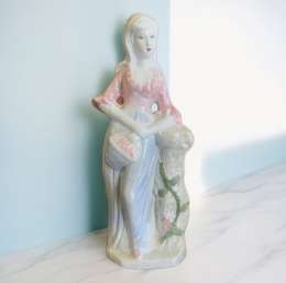 Vintage ceramic lady figurine flower stand beautiful desk decor