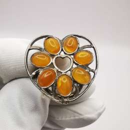 New Ring Handmade Silver 925 Natural Baltic Honey Amber Filigree Singed 6,4g