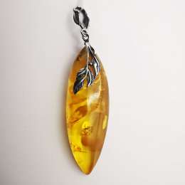 Beautiful New Handmade Pendant, 925 Silver, Natural Baltic Honey Amber 10,5g