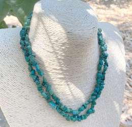Natural Green Blue Turquoise handmade Vintage Gemstone Chip Long 34