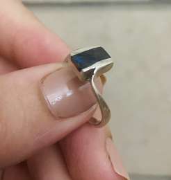 Antique silver ring, 925 caliber, black agate stone, size 13, very special