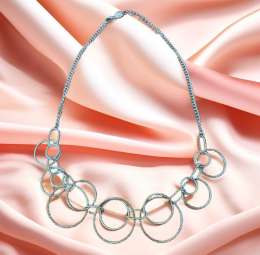 Asymmetric Ring Made Of Metal rings, Antique Chain Necklace