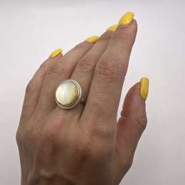 Vintage Sterling Silver 925 Women's Jewelry Ring Nacre Pearl Signed Size 7.5