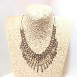 STERLING Silver Fine 1900-1930s Antique Luxury Unique Wedding Necklace 30g