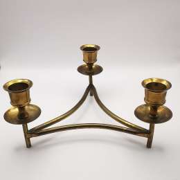 France 70s Vintage Candlestick for 3 Candles in Bronze 357g