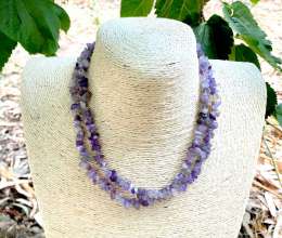 Jewelry White Purple Amethyst Gemstone Gravel Gemstone Chips Long 34 in Necklace