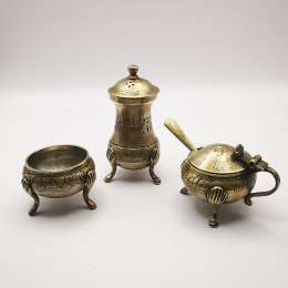 India 60s Vintage Nickel Silver Fine Table Set 208g
