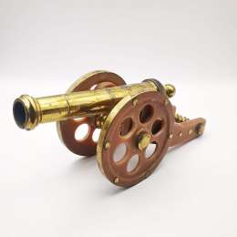 USSR 70s Vintage Handmade Mini Replica Cannon, Brass Plastic 626g