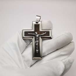 USSR 70s Vintage Cross, Handmade order 1 pc. Steel Wood Sterling silver 925, 30g