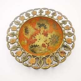 India 40s Vintage Antique Candy Bowl Handmade Painted Bronze 210g