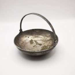 40s USSR Vintage Candy Bowl Pattern Handmade Seal Cupronickel Silver Plating