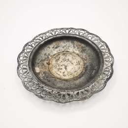 40s USSR Vintage Ashtray Pattern Handmade Seal Cupronickel Silver Plating  40g