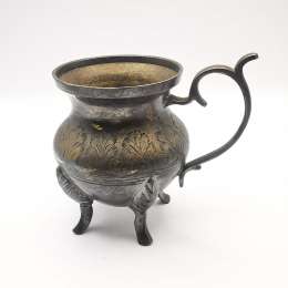USSR 60s Vintage Graceful Jug with handle,Handmade,Bronze Silverplating 232g