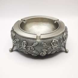 USSR 50s Vintage Beautiful Ashtray,Patterned ,Handmade,Tin,Interior 477g