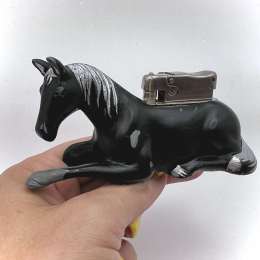 1960's Vintage USSR Desk Gasoline Lighter Figure Horse Good Working