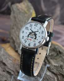 molnija Shturmanskie Aviator Soviet White  Dial Black Leather Strap Steel case