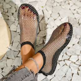 New Summer Breathable Hollow Rhinestone Sandals Boots Pullover Toe Feet