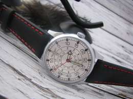 Vostok Aviator Black Leather 2409 Caliber Soviet 17 Jewels Men's Steel Watch