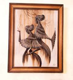 Oil Canvas Painting Signed wood Frame Vintage X Art Beautiful