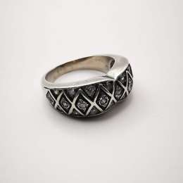 Vintage Chic 925 Sterling Silver Jewelry Women's Ring Cubic Zirconia 5,97 g