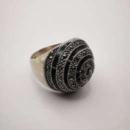 Vintage Statement Chic 925 Sterling Silver Jewelry Ring for Women, Enamel 9,5 g