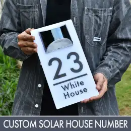 Customized House Sign Solar LED Light Acrylic Plate Modern Residential 3D plate