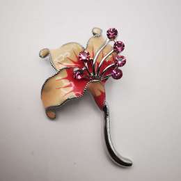 Very Pretty Ladies Brooch,Premium Factory Made,Enamel,Glass,Mix Metal  12,7 g