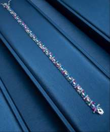 Bracelet Sterling Silver 925 Women's Jewelry Crystal Stone Multicolors Occasions