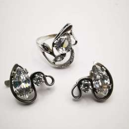 Vintage Women's Set, Earrings,Ring,925 Sterling Silver,Zirconia 8,2g