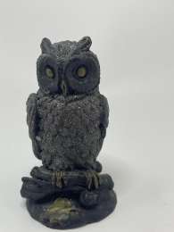 Vintage Deco Owl Statue Shinning Stone Wildlife Gift Concrete Ornament, Beauty