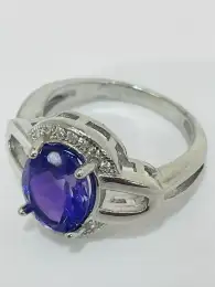 A 925 Silver Ring Women Game Stone Purple Amethyst Size US 7 Eur 15 Weight 4.8 G
