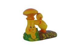 Vintage Mushroom & Chick Figurine Ceramic Handmade Funny Garden Creative Decor