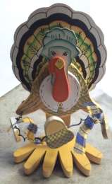 Handmade Antique Wooden Turkey Decor Piece For Thanksgiving Celebrations