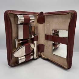 1960's Vintage Men's Dressing Razor Travel Kit Steel Leather Vanity Case England