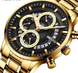 NIBOSI Original Luxury Men's Watch Waterproof Crystal Glass Stainless Steel