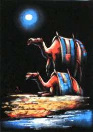 Perfect Oil painting Night moon Original Camels canvas Abstract poetry Landscape