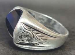 925 Sterling Silver Ring with Stunning Black Stone 4G Size 23 10.5