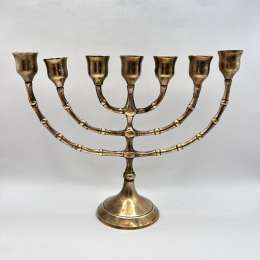 Vintage Candle Holder Brass Menorah Hanukiah Chanukah Judaica Israel Hanukkah