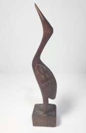 Carved wooden bird, teak Crane Carving Ornament Decoration Vintage Bird Decor
