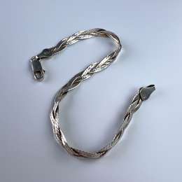 Vintage Sterling Silver Gilt  925  Herringbone Italy Bracelet Jewelry