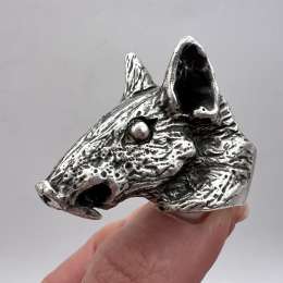 Massive Author's Vintage Men's Jewelry Ring Head of Rat Mouse Marked Size 9.5