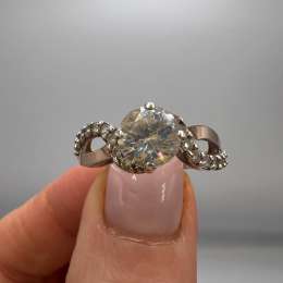 Vintage Unique Ring Gilt Sterling Silver 925 Stone Jewelry Women's Signed Size 7