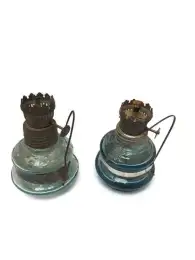 2 Oil Lamp Glass Kerosene Antique Vintage Burner Clear Aladdin Rain Replacement