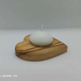 Palestine Hand Made Wooden Decorative Hert For Candles Made Of Olive Wood 