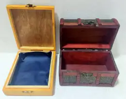 Wooden Box Handmade Vintage Trinket Jewelry Storage Different Lot of 2 Boxes