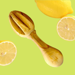 Wooden Citrus Press, handcrafted from solid Palestinian olive wood